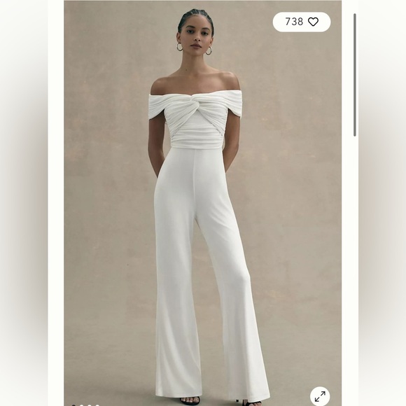 MISHA AISLA OFF-THE-SHOULDER TWIST-FRONT JUMPSUIT